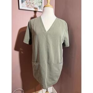 Figs Casma Scrub Top Womens Large Heathered Olive PO 1449